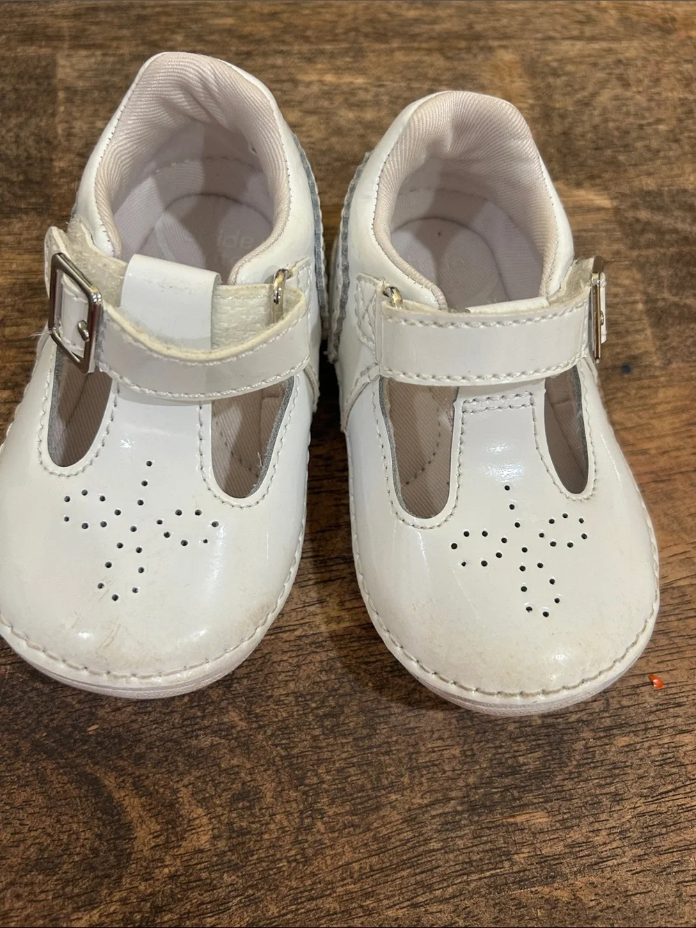 Stride Rite White Patent T-Strap Mary Jane Shoes